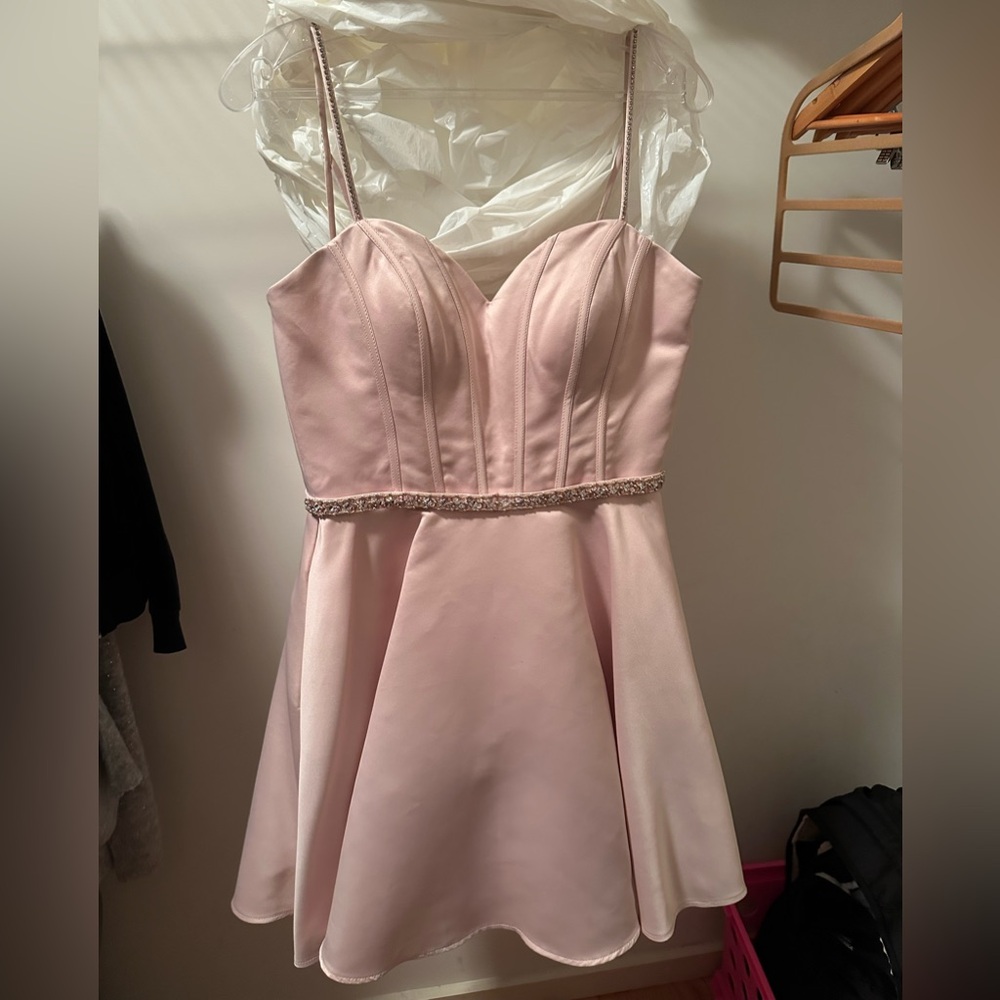 Elegant Pink Spaghetti Strap Dress